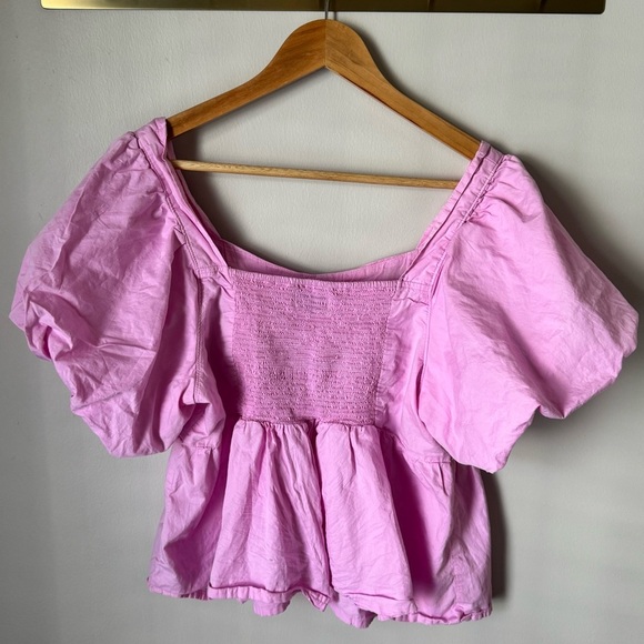 Old Navy | Ruched Smocked Puff Sleeve Babydoll Swim Blouse Size Large Tall - Picture 3 of 5